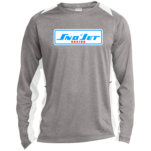 Vintage Sno Jet Racing Long Sleeve Heather Colorblock Performance Tee