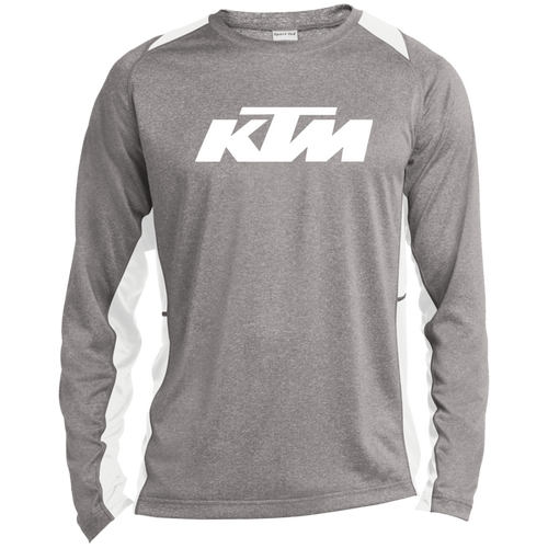 Classic White KTM Motorcycle ST361LS Long Sleeve Heather Colorblock Performance Tee