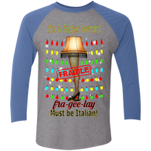 Christmas Leg Lamp NL6051 Next Level Tri-Blend 3/4 Sleeve Baseball Raglan T-Shirt