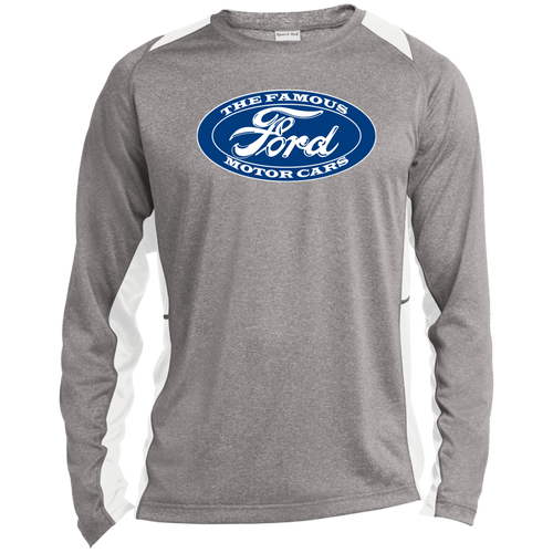 Vintage Ford Motor Company Long Sleeve Heather Colorblock Performance Tee