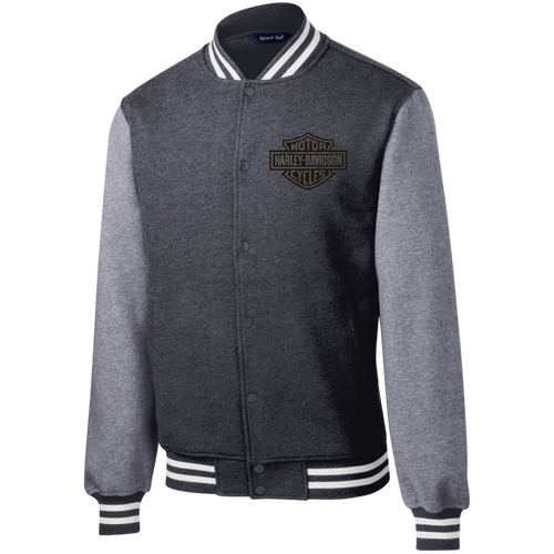 Vintage Harley Davidson Motorcycle Fleece Letterman Jacket