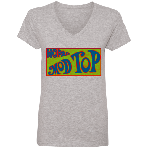 Vintage 1960s 1970s Rare Mod Top Mopar Cuda Barracuda Ladies' V-Neck T-Shirt
