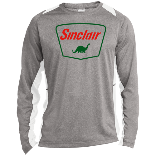 Vintage Sinclair Gas Station Long Sleeve Heather Colorblock Performance Tee