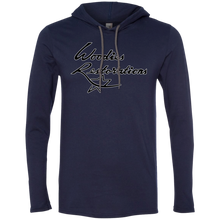 Woodies Restorations Logo in white outline 987 Anvil LS T-Shirt Hoodie
