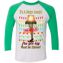 Christmas Leg Lamp NL6051 Next Level Tri-Blend 3/4 Sleeve Baseball Raglan T-Shirt