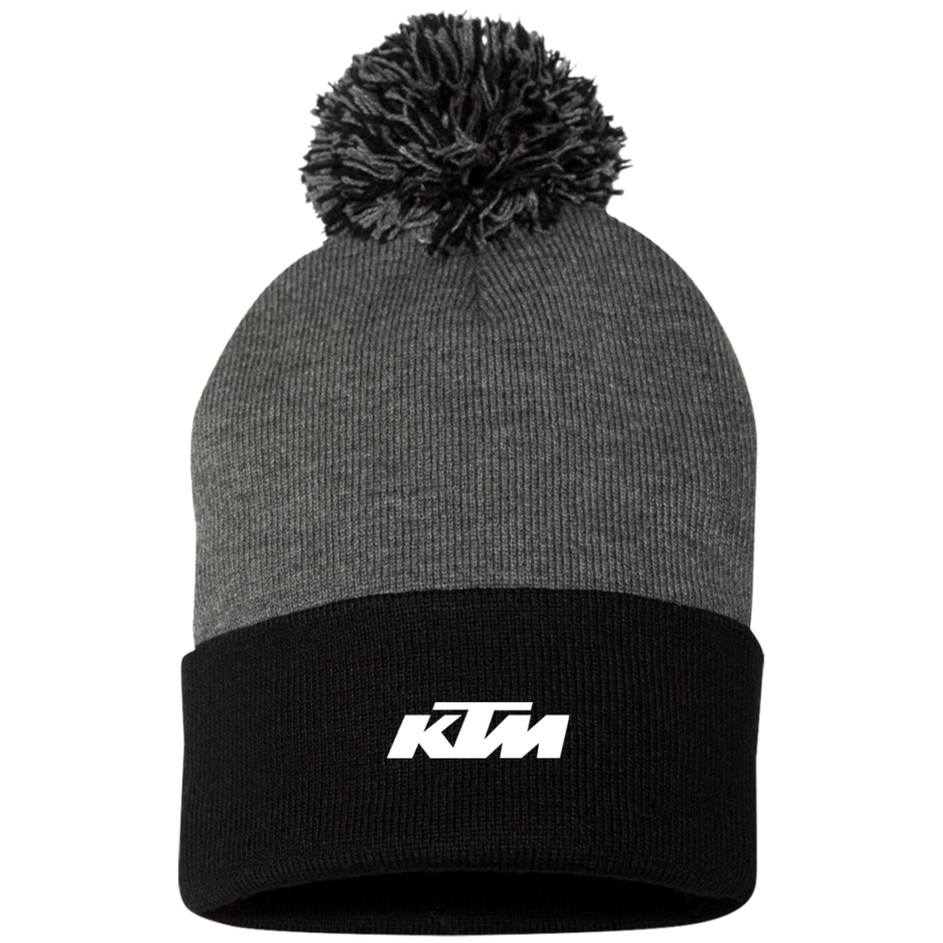 Classic White KTM Motorcycle Pom Pom Knit Cap