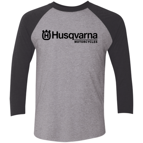 Vintage Dirt Bike Motorcycle Husqvarna Tri-Blend 3/4 Sleeve Raglan T-Shirt