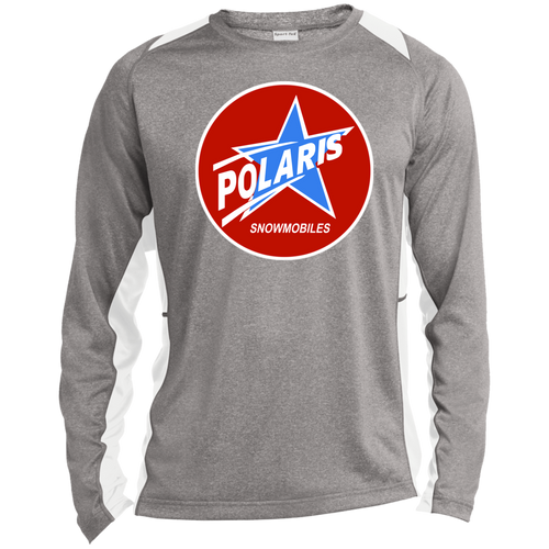 VIntage Polaris Snowmobile ST361LS Long Sleeve Heather Colorblock Performance Tee