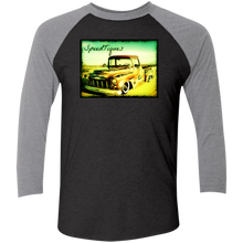 1956 Chevy Pickup Shop Truck by SpeedTiques  Next Level Tri-Blend 3/4 Sleeve Baseball Raglan T-Shirt