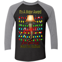 Christmas Leg Lamp NL6051 Next Level Tri-Blend 3/4 Sleeve Baseball Raglan T-Shirt
