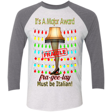 Christmas Leg Lamp NL6051 Next Level Tri-Blend 3/4 Sleeve Baseball Raglan T-Shirt