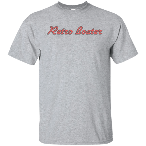 Retro Boater in Red/Grey Outline G200 Gildan Ultra Cotton T-Shirt