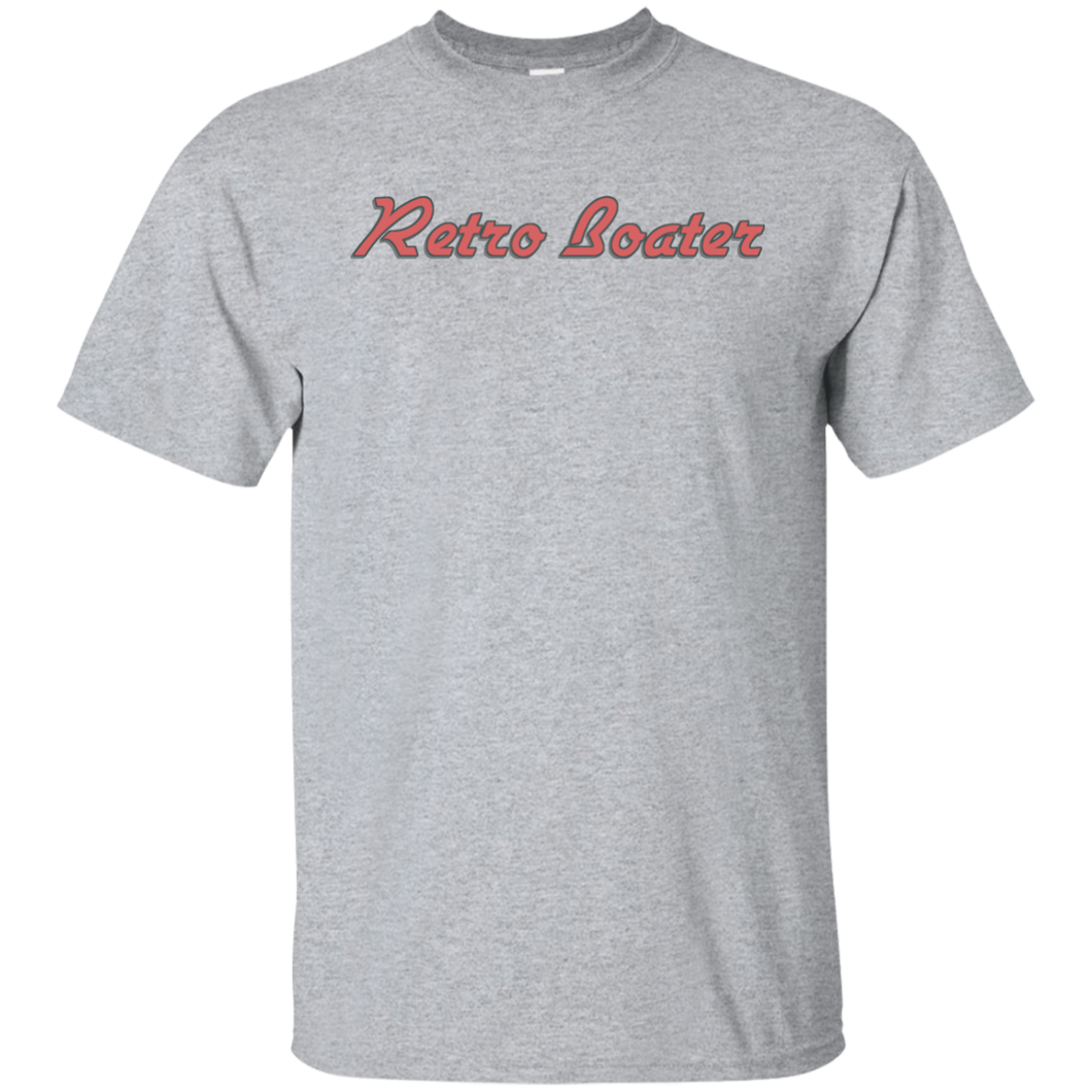 Retro Boater in Red/Grey Outline G200 Gildan Ultra Cotton T-Shirt
