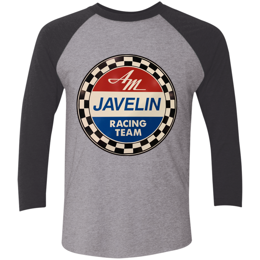 Vintage AMC American Motors Red, White, and Blue Javelin Racing Team Tri-Blend 3/4 Sleeve Raglan T-Shirt
