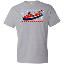 Santa and Rudolph take a Chris Craft Cruise  Anvil Lightweight T-Shirt 4.5 oz