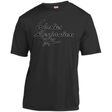 Woodies Restorations Logo in white outline YST350 Sport-Tek Youth Moisture-Wicking T-Shirt