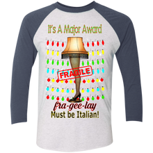 Christmas Leg Lamp NL6051 Next Level Tri-Blend 3/4 Sleeve Baseball Raglan T-Shirt