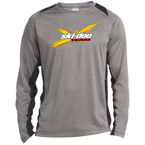 Vintage Ski-Doo Snowmobile Team ST361LS Long Sleeve Heather Colorblock Performance Tee