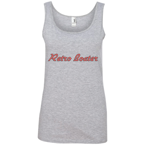 Retro Boater in Red/Grey Outline 882L Anvil Ladies' 100% Ringspun Cotton Tank Top