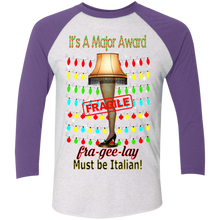 Christmas Leg Lamp NL6051 Next Level Tri-Blend 3/4 Sleeve Baseball Raglan T-Shirt