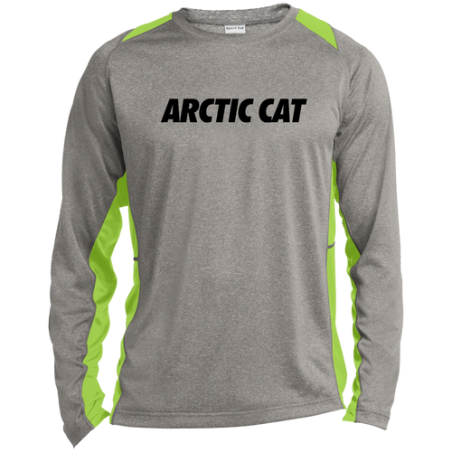 Classic Style Black Arctic Cat Long Sleeve Heather Colorblock Performance Tee