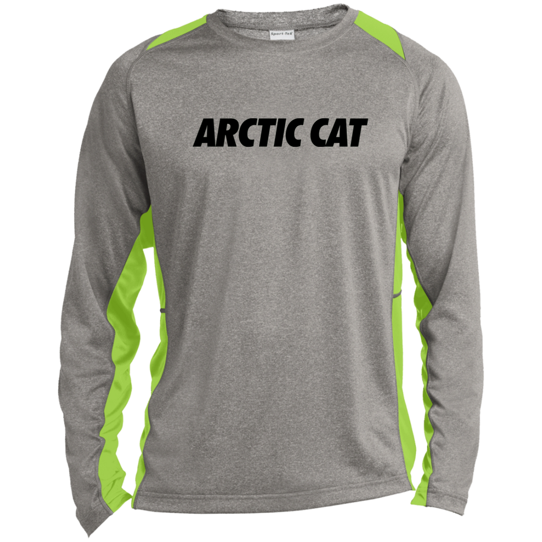 Classic Style Black Arctic Cat Long Sleeve Heather Colorblock Performance Tee