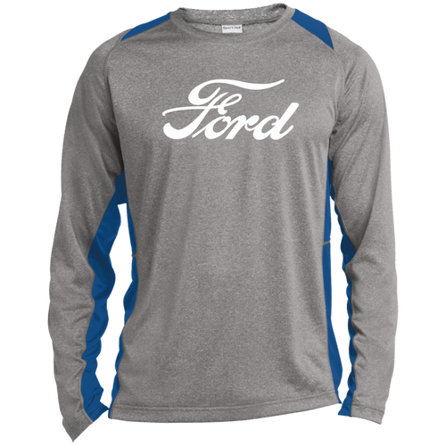 Vintage Ford Motor Company Long Sleeve Heather Colorblock Performance Tee