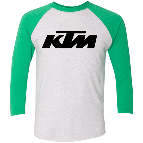 Classic Style in Black KTM Motorcycle Tri-Blend 3/4 Sleeve Raglan T-Shirt