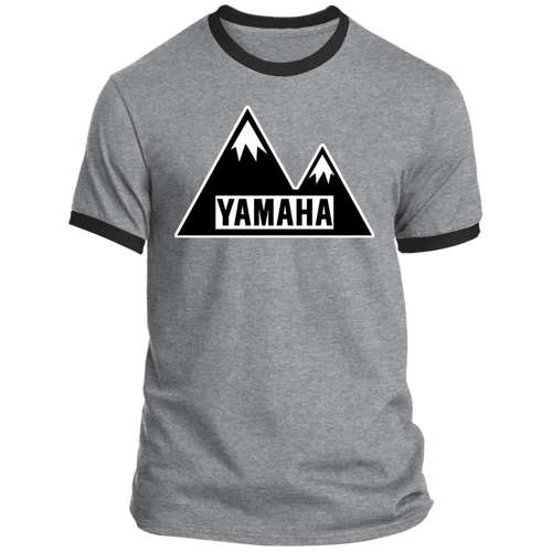Classic Yamaha ATV Snowmobile with Mountain Background Ringer Tee