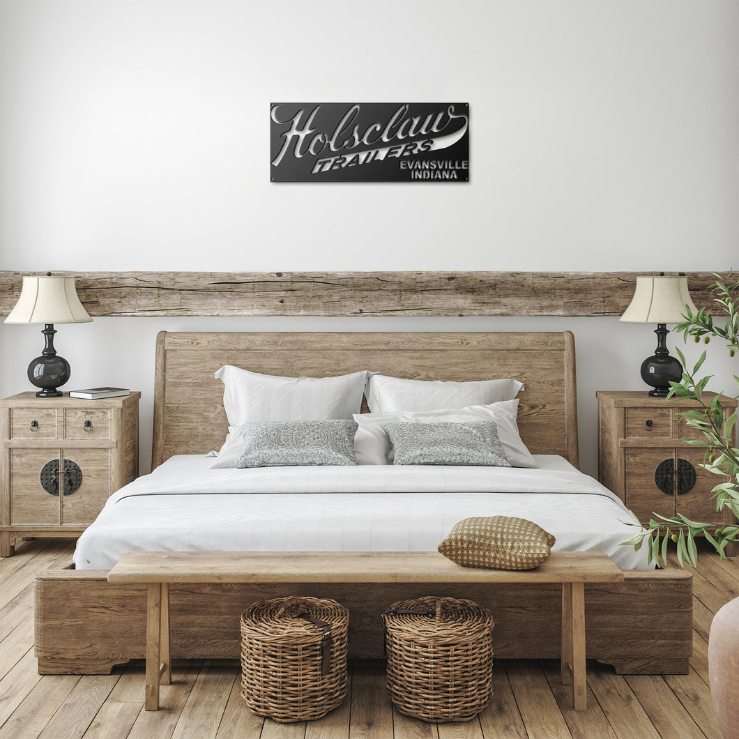 Vintage Holsclaw Trailers Die-Cut Metal Sign
