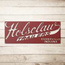 Vintage Holsclaw Trailers Die-Cut Metal Sign