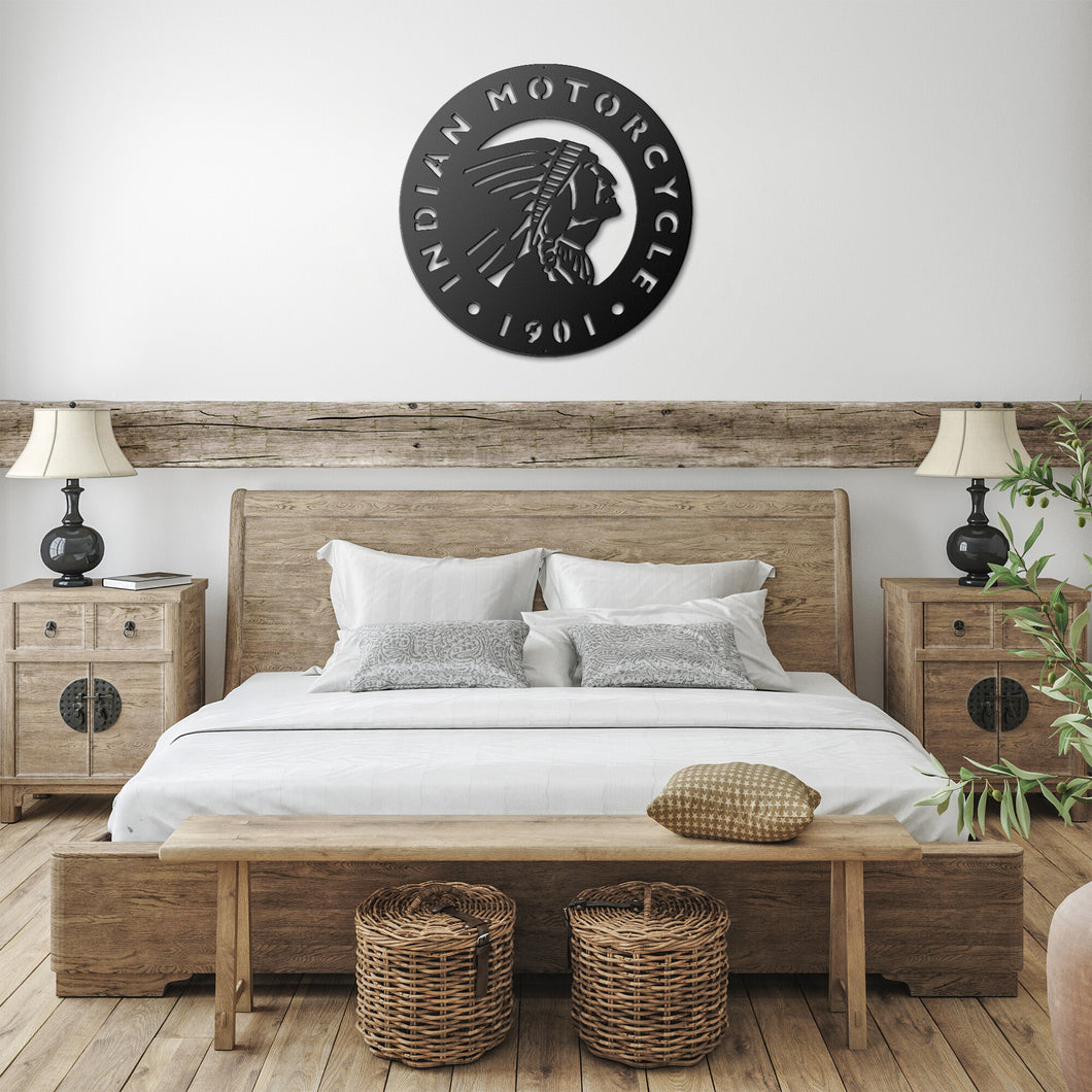 Vintage Style Indian Motorcycle Metal Die-Cut Sign