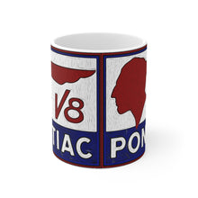 Vintage Pontiac V8 Sign White Ceramic Mug by SpeedTiques