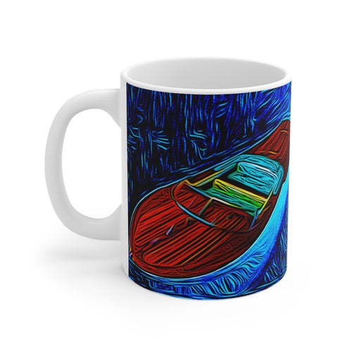 Riva Ariston Boat Art White Ceramic Mug by Retro Boater