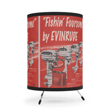 Vintage Evinrude Outboard Ad in Red Tripod Lamp with High-Res Printed Shade, US/CA plug