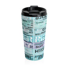 Retro Boater Art in Multi Colored Painted Woods Stainless Steel Travel Mug