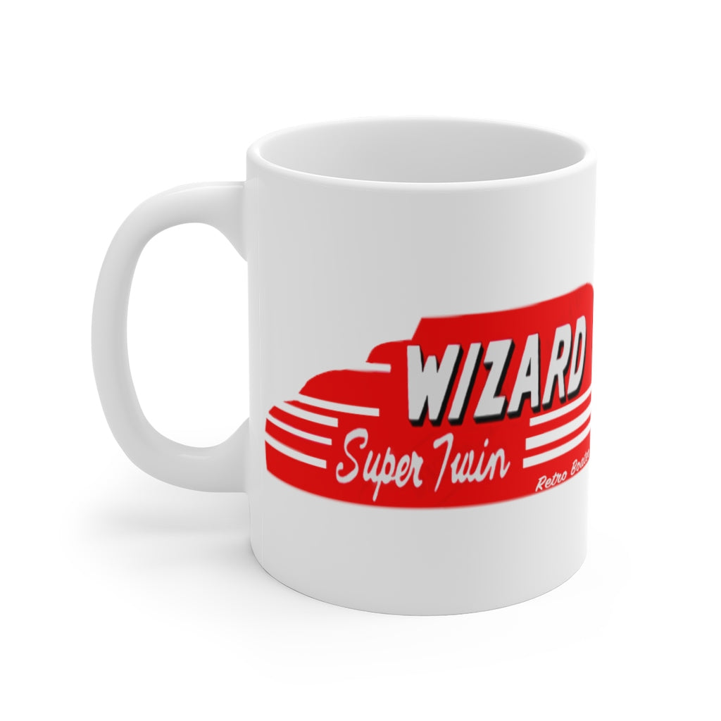 1949 Wizard Super Twin Outboard Engine White Ceramic Mug by Retro Boater