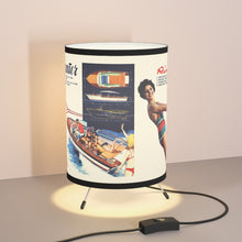 Vintage Riva Junior Boat Advertisement Tripod Lamp with High-Res Printed Shade, US/CA plug
