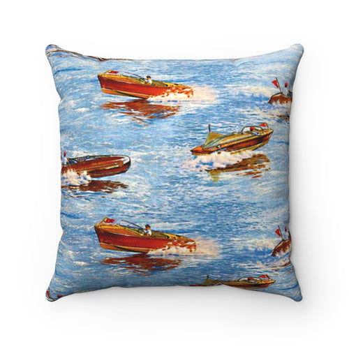 Vintage Chris Craft Spun Polyester Square Pillow by Retro Boater