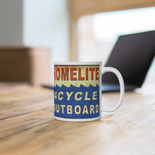 Distressed Look Homelite Outboard Sign White Ceramic Mug by Retro Boater