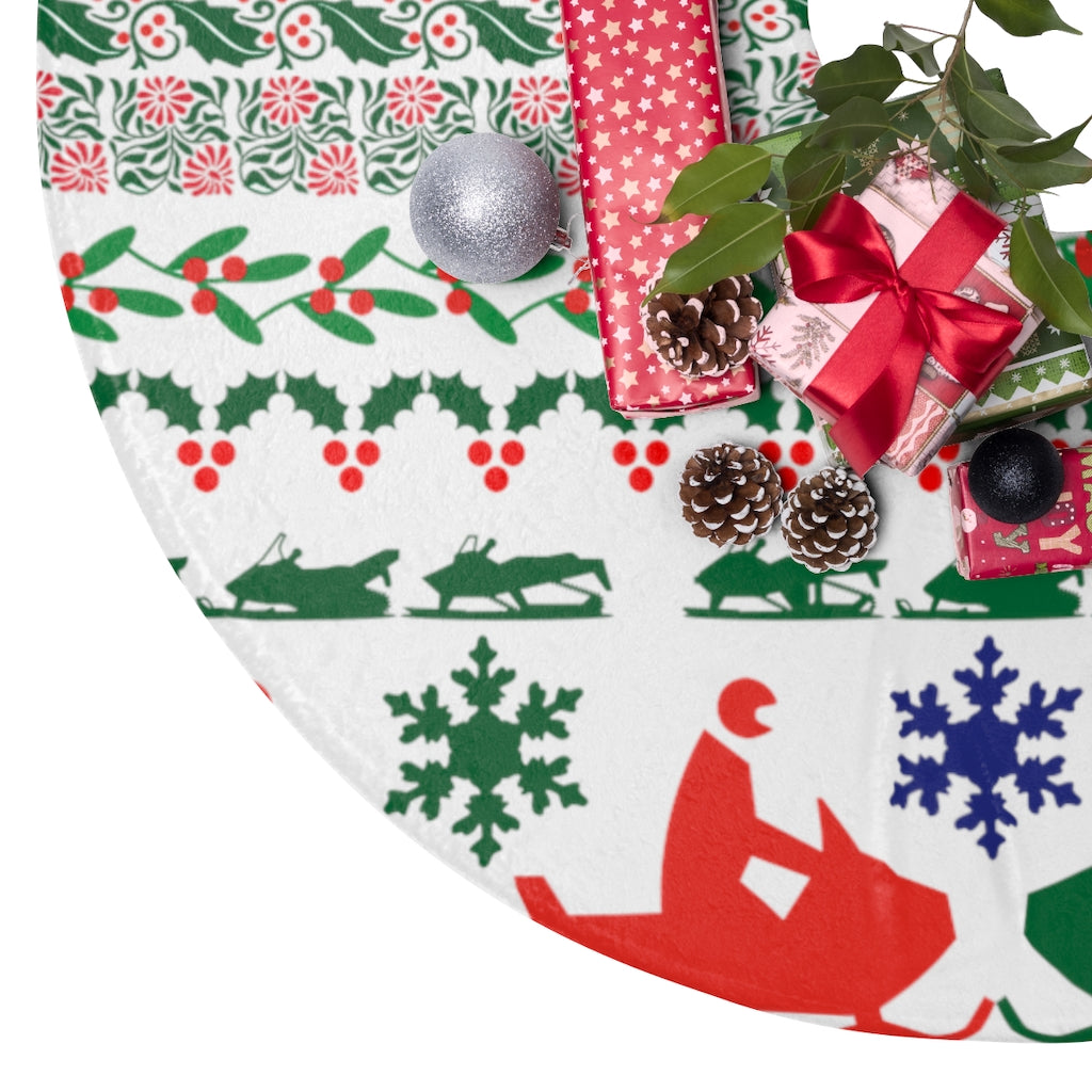 Snowmobile Christmas Pattern Tree Skirts by SpeedTiques Snowmobile Christmas Pattern Tree Skirts by SpeedTiques