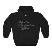 Woodies Restorations Logo Outlined in White Heavy Blend Hooded Sweatshirt (internal)