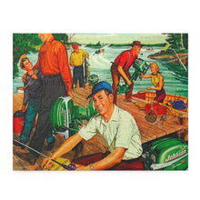 Vintage Green Johnson Outboard Fishing Scene Puzzle