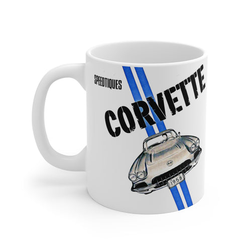 1958 Chevy Corvette White Ceramic Mug by SpeedTiques