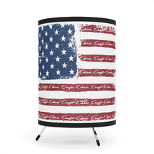 Distressed American Flag with Chris Craft Boats Tripod Lamp with High-Res Printed Shade, US/CA plug