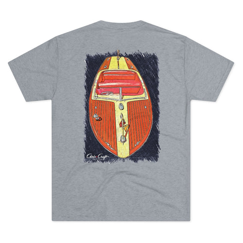 Late 40s Chris Craft Custom Runabout Mens Tri-Blend Crew Tee by Classic Boater