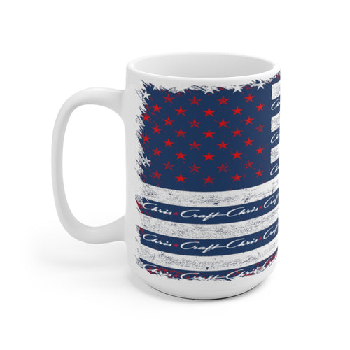 Vintage Styler Chris Craft American Flag Design White Ceramic Mug