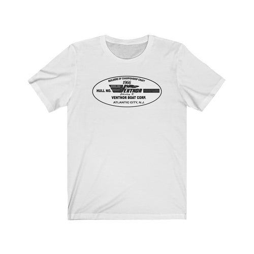 Shirley K 1966 Vintage Ventnor Boat Company Cabin Cruiser Unisex Jersey Short Sleeve Tee