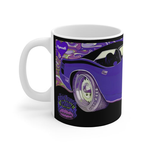 1970 Plymouth Hemi Cuda Plum Crazy Purple White Ceramic Mug by SpeedTiques