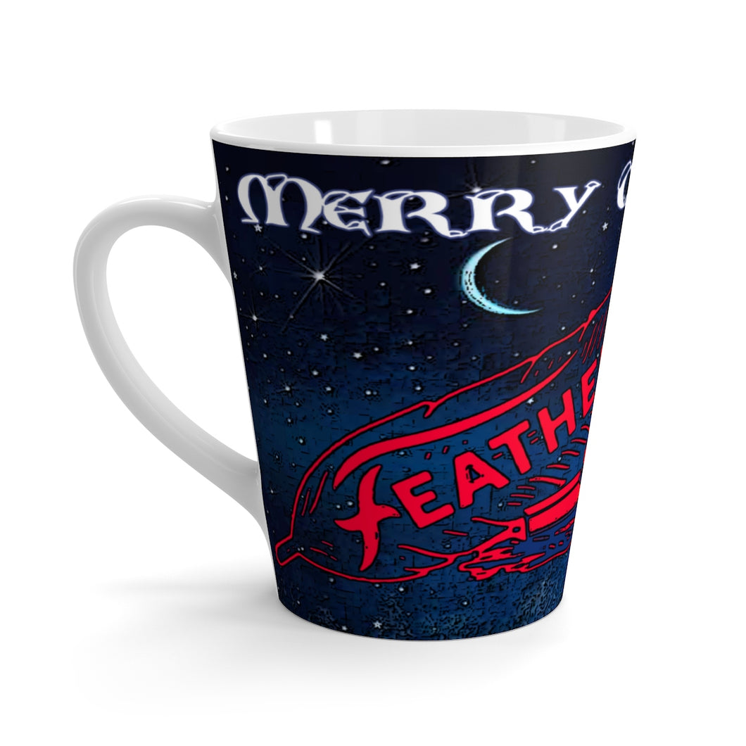 Merry Christmas Feathercraft Latte mug by Retro Boater